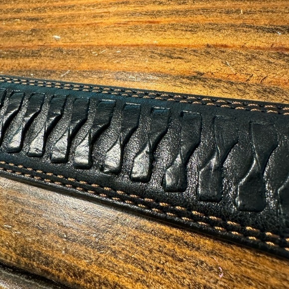 Cole Haan Black Leather Brauded Belt with Signature Silver Tone Buckle Size 38 - Picture 8 of 8